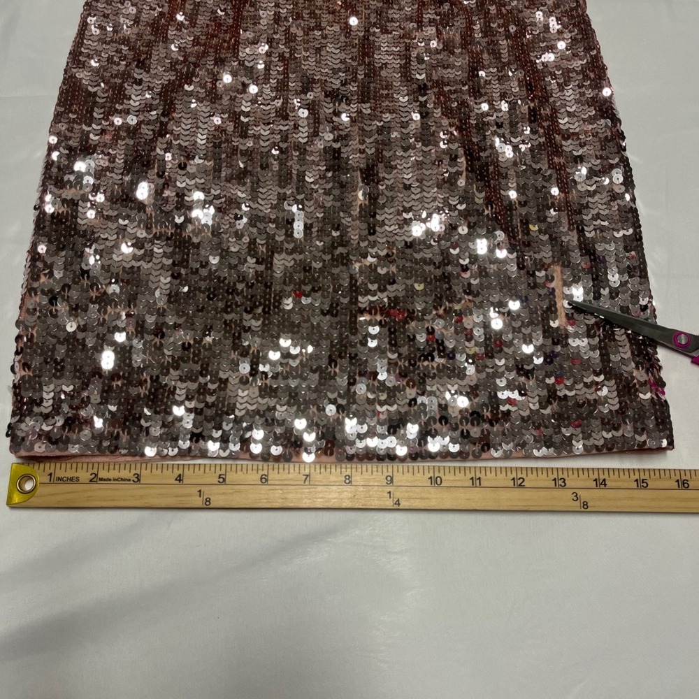 French Connection Rose Gold Ombre Sequin Mini Dress Size 0 - Picture 4 of 7